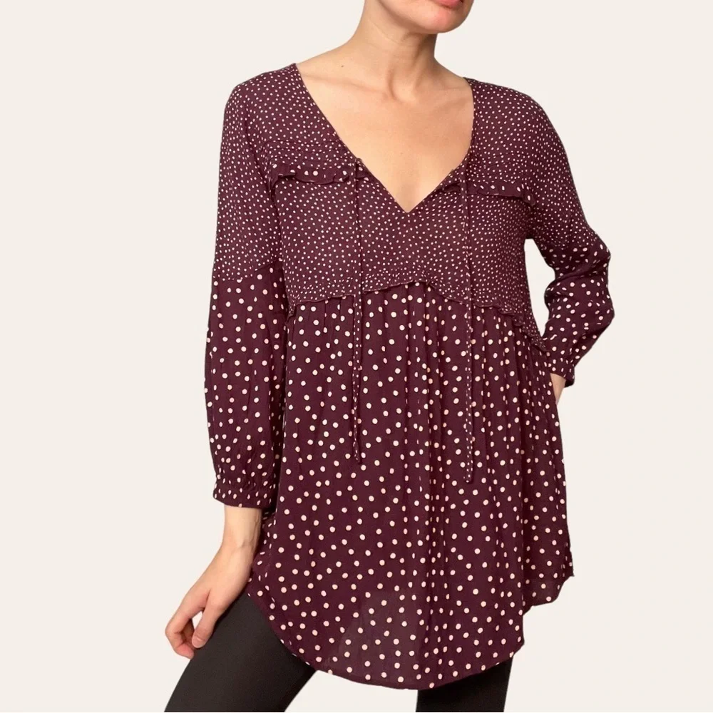 🚨 BUNDLE 5 FOR $20 🚨 FatFace Meredith Maroon Spot LongLine Tunic